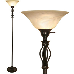 LIGHTACCENTS Stella 72" Torchiere Floor Lamp with Elegant Alabaster Glass Shade