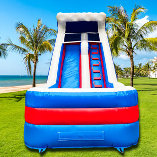 GOOSH 16' x 25' White Concise Commercial Grade Water Slide with Splash Pool (with Blower)