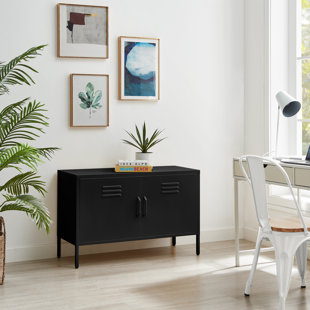 FURNITURE BOX Tekki Metal Two Door Locker Style Sideboard - Bold Colour Modern Industrial Style