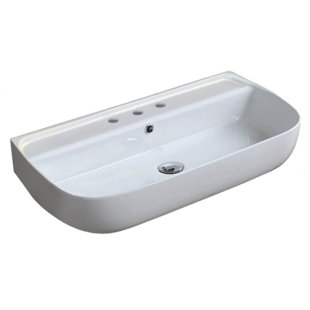 CeraStyle By Nameeks 16.6'' Ceramic Rectangular Bathroom Sink with Overflow