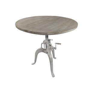 WILLISTON FORGE Julain Round Solid Wood Top Metal Base Dining Table