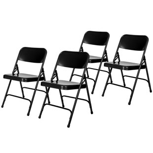 HAMPDEN FURNISHINGS Bernadine Metal Stackable Folding Chair Folding Chair Set (Set of 4)