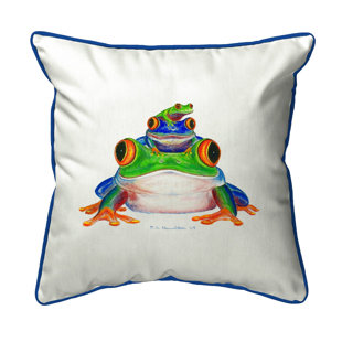 BETSY DRAKE INTERIORS Stacked Frogs Indoor/Outdoor Reversible Throw Pillow