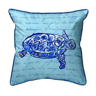 BETSY DRAKE INTERIORS Sea Turtle Indoor/Outdoor Reversible Throw Pillow