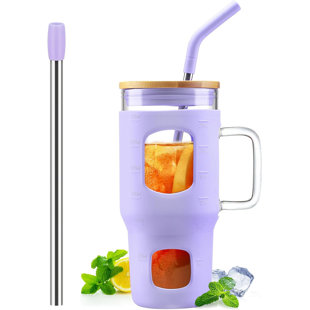 Inisep 24oz. Glass Water Bottle with Straw