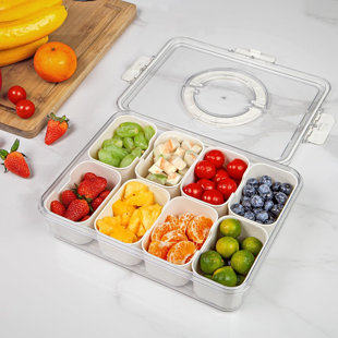 PREP & SAVOUR Djurre Divided Serving Tray with Lid and Handle, 8 Compartment Snackle Box