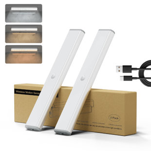 LEPOTEC 3Colors Wireless Rechargeable Motion Sensor Light,9.8Inch 24LED Battery Under cabinet Light（set of 2） (Set of 2)