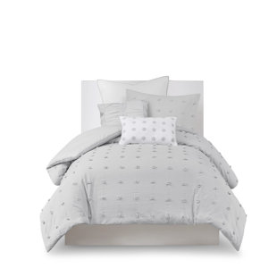 Gracie Mills Grady Elegance Defined Cotton Jacquard Comforter Set with Euro Shams and Throw Pillows