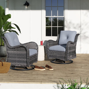 BEACHCREST HOME™ Linkwood Rocking Swivel Patio Chair with Cushions (Set of 2)