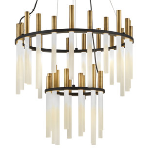 FREDRICK RAMOND Echo Steel Dimmable LED Tiered Chandelier