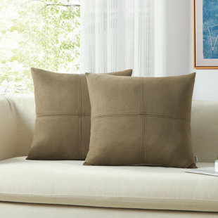 NORDECO HOME Patchwork Pillow Cover Faux Suede Patchwork Pillow Cover (Set of 2)