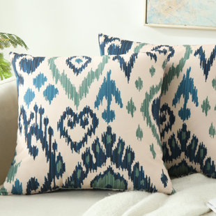 NORDECO HOME Reversible Printed Pillow Cover Abstract Reversible Ikat Printed Pillow Cover (Set of 2)