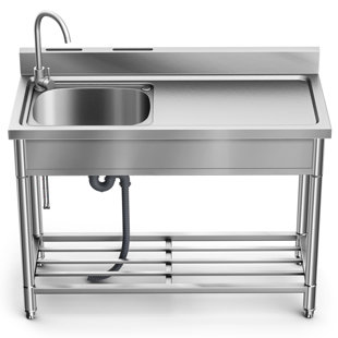 AIYCHEN 39.4'' L x 20'' W Stainless Steel Freestanding Service Sink with Faucet