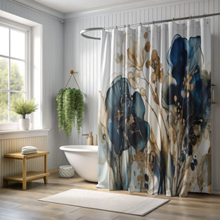 MENTIONEDYOU Floral Shower Curtain