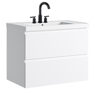 HOKKU DESIGNS Lockser 24'' Single Bathroom Vanity with Faux Marble Top