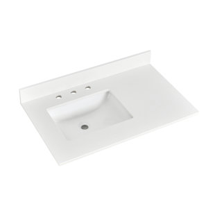 BOHUANG 36'' Quartz Single Bathroom Vanity Top Sink and Faucet