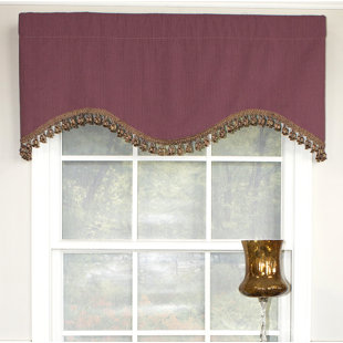 RLF HOME Aris Cotton Blend Scalloped 51'' W Window Valance in Purple