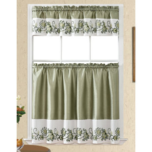ROSALIND WHEELER Callon 56'' W Kitchen Curtain Sage