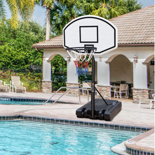 HOSSEJOY Adjustable Height 36'' W Iron Pool Basketball Hoop