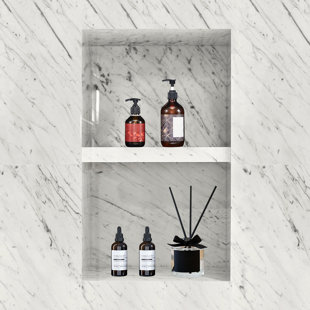 STELLWEILAN TESSBERG Shower Niche Ready for Tile 16" x 24", Double Shelf Organizer, Black