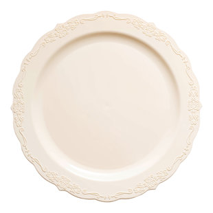 SMARTY HAD A PARTY Ivory Vintage Round Disposable Plastic Dinner Plates (10")