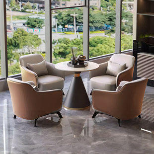 ICOOL APPLIANCES 5 - Piece Leather Reception Set (Table Included)