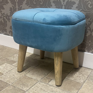 MERCURY ROW Gershwin 30cm Wide Velvet Tufted Square Footstool Ottoman with Storage