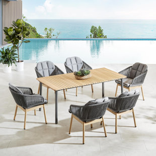 MURCANO Akka 6 - Person Rectangular Outdoor Dining Set with Cushions