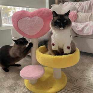 TUCKER MURPHY PET™ Ejiro Hit Your Heart Cat Tree, Cat Tower with Scratching Posts for Kittens, Cute Cat Climbing Frame