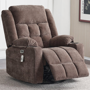 RED BARREL STUDIO® Red Barrel Studio Electric Power Swivel Rocker Recliner Chair with Heat and Massage