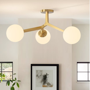 GEORGE OLIVER Janto 3-Light Glass Semi Flush Mount