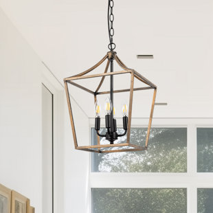 ROSALIND WHEELER Cathlyn 4 - Light Dimmable Lantern Geometric Chandelier