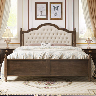 LUXOAK Upholstered Scalloped Bed