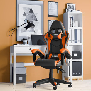 ZOOW Ergonomic Game Chair With Cushion And Lumbar Support(Black-Orange)