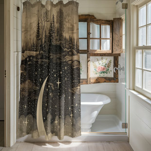 MENTIONEDYOU Celestial Moon Serenity - Premium Shower Curtain