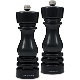 Cole & Mason London Black Gloss Salt & Pepper Mill Set (180mm)