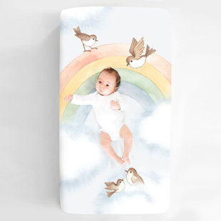 ROOKIE HUMANS Rainbow and Birds 100% Cotton Fitted Crib Sheet