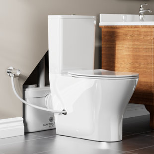 MaceratingFlo ARES 750W Upflush Toilet System, 18" Elongated Comfort Bowl, Dual-Use AC Vent