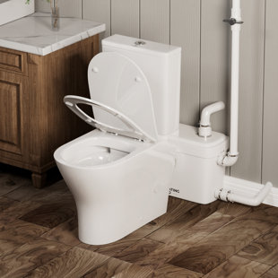 MaceratingFlo Elongated 18" ADA Comfort Upflush Toilet, Stable 600W Macerating Toilet System