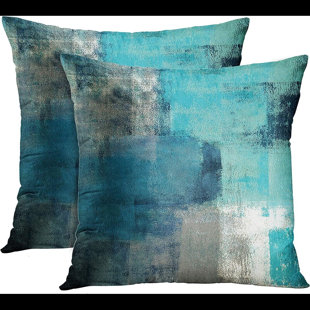 COZY OASIS Turquoise White And Gray Decorative Pillow Cases