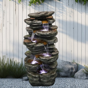 MILLWOOD PINES Cladine Weather Resistant Floor Fountain with Light