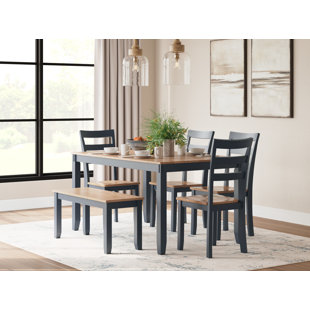 LARK MANOR™ Malkin Dining Table With 4 Chairs And Bench, Set Of 6