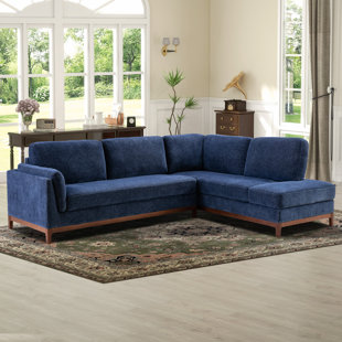 EBERN DESIGNS Bridgeview 109.8" Wide Chenille Fabric Cushion Back Upholstered L-Shaped Sectional Solid Wood Frame