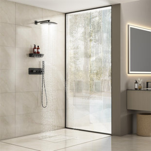 CASAINC 12 In Rainfall Wall Mounted Thermostatic Shower System With Handheld Shower and Neck Massage Spout