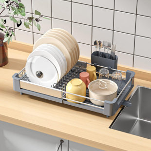 TOLEDO BATH & KITCHEN Stainless Steel Adjustable Dish Rack,Expandable Dish Drying Rack