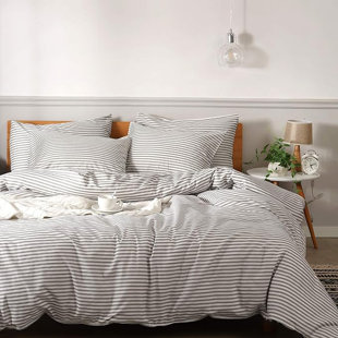 REMORB Grey Stripes Pattern Duvet Cover set
