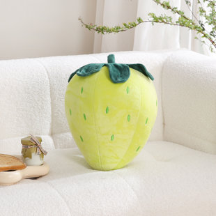 KINDRED HOME Velvet Strawberry Decorative Pillow for Sofa Decor (15"x10")