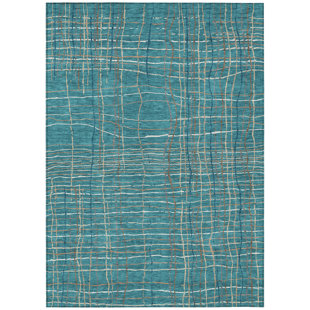 ADDISON RUGS Machine Washable Indoor/Outdoor Chantille ACN998 Teal Rug