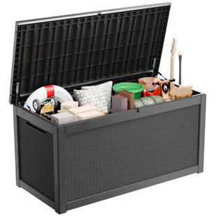 5OaksFurniture Furmax 67.7'' W 260 Gallons Polyester Lockable Deck Box in Black