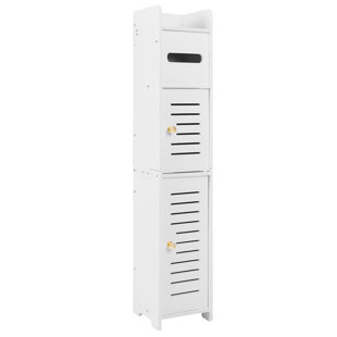 DEERVALLEY Toilet Paper Holder Stand, Storage Cabinet Beside Toilet For Small Space Bathroom With Toilet Roll Holder